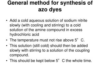 General method for synthesis of azo dyes