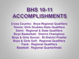 BHS 10-11 Accomplishments
