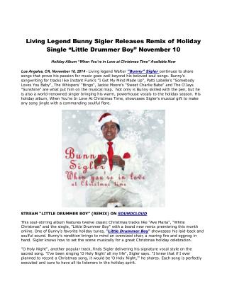 Living Legend Bunny Sigler Releases Remix of Holiday Single