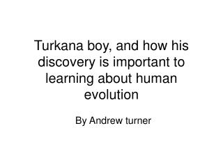 Turkana boy, and how his discovery is important to learning about human evolution