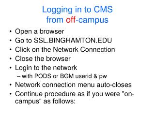 Logging in to CMS from off -campus
