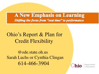 Ohio’s Report &amp; Plan for Credit Flexibility 	 @ode.state.oh