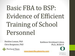 Basic FBA to BSP: Evidence of Efficient Training of School Personnel