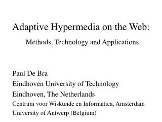 Adaptive Hypermedia on the Web: