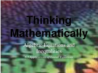 Thinking Mathematically