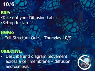 OBJECTIVE: Describe and diagram movement across a cell membrane – diffusion and osmosis