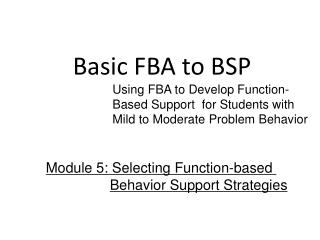Basic FBA to BSP