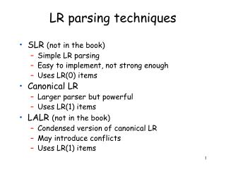 LR parsing techniques