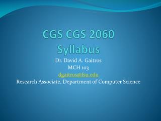 CGS CGS 2060 Syllabus