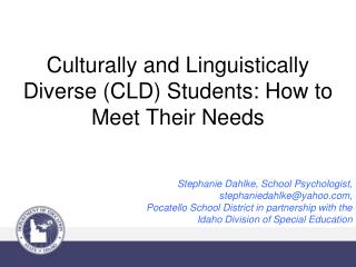 Culturally and Linguistically Diverse (CLD) Students: How to Meet Their Needs