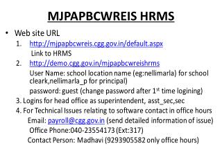 MJPAPBCWREIS HRMS