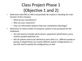 Class Project Phase 1 (Objective 1 and 2)