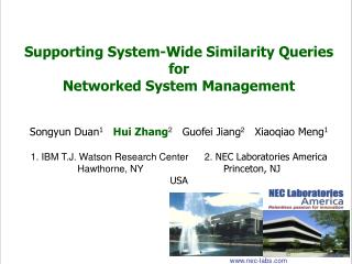 Supporting System-Wide Similarity Queries for Networked System Management