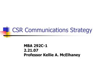 CSR Communications Strategy