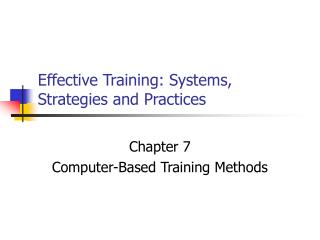 Effective Training: Systems, Strategies and Practices