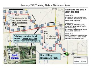January 24 th Training Ride – Richmond Area