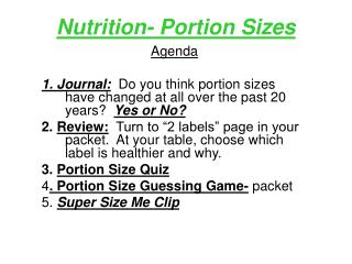 Nutrition- Portion Sizes
