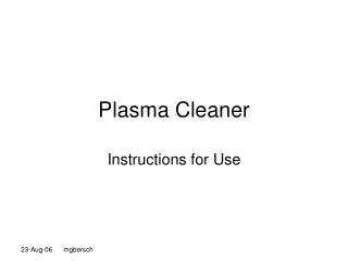 Plasma Cleaner