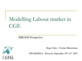 Modelling Labour market in CGE