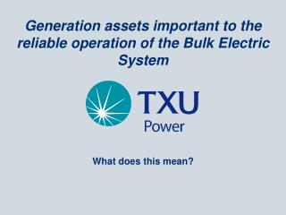Generation assets important to the reliable operation of the Bulk Electric System