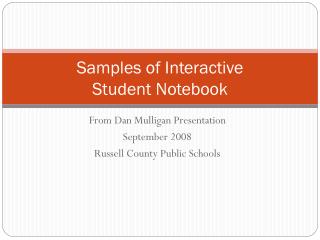 Samples of Interactive Student Notebook