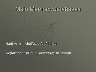 Main Memory Databases