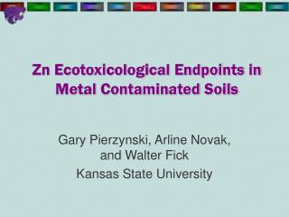 Zn Ecotoxicological Endpoints in Metal Contaminated Soils