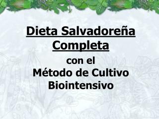 Dieta Salvadoreña Completa con el Método de Cultivo Biointensivo