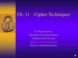 Ch. 11 – Cipher Techniques