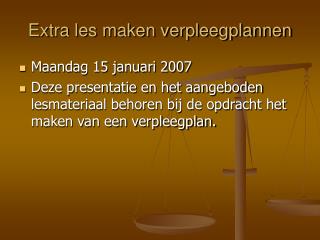 Extra les maken verpleegplannen