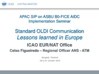 ICAO EUR/NAT Office Celso Figueiredo – Regional Officer ANS - ATM