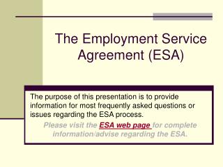 The Employment Service Agreement (ESA)