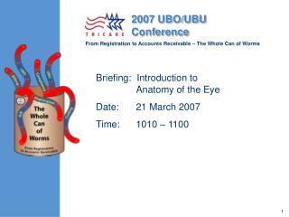 Briefing: Introduction to 	Anatomy of the Eye Date: 		21 March 2007	 Time: 		1010 – 1100