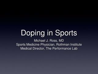 Doping in Sports