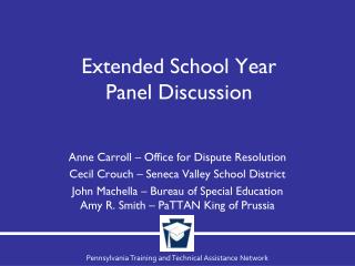 Extended School Year Panel Discussion
