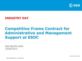 Competitive Frame Contract for Administrative and Management Support at ESOC