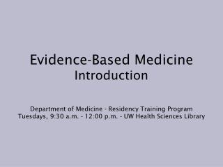 Evidence-Based Medicine Introduction