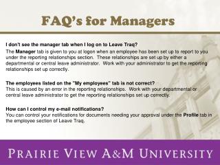 FAQ’s for Managers