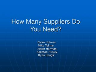 How Many Suppliers Do You Need?