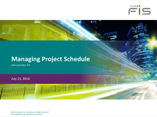 Managing Project Schedule