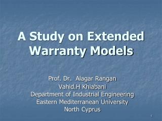 A Study on Extended Warranty Models