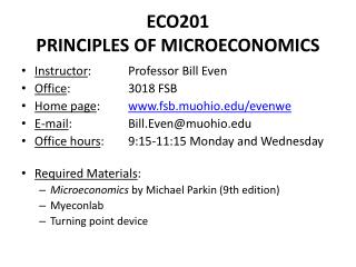 ECO201 PRINCIPLES OF MICROECONOMICS