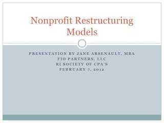 Nonprofit Restructuring Models