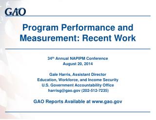 Program Performance and Measurement: Recent Work