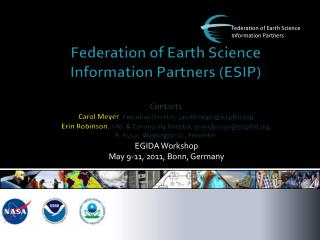EGIDA Workshop May 9-11, 2011, Bonn, Germany