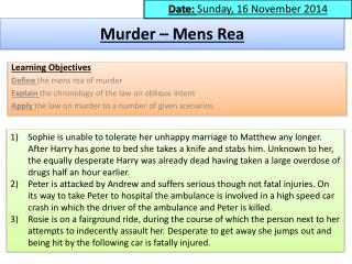 Murder – Mens Rea