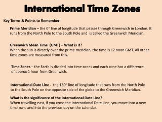 International Time Zones