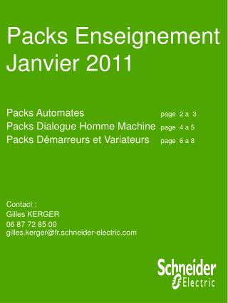 Packs Enseignement Janvier 2011