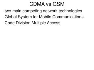 CDMA vs GSM