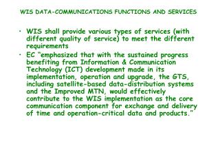 WIS DATA-COMMUNICATIONS FUNCTIONS AND SERVICES